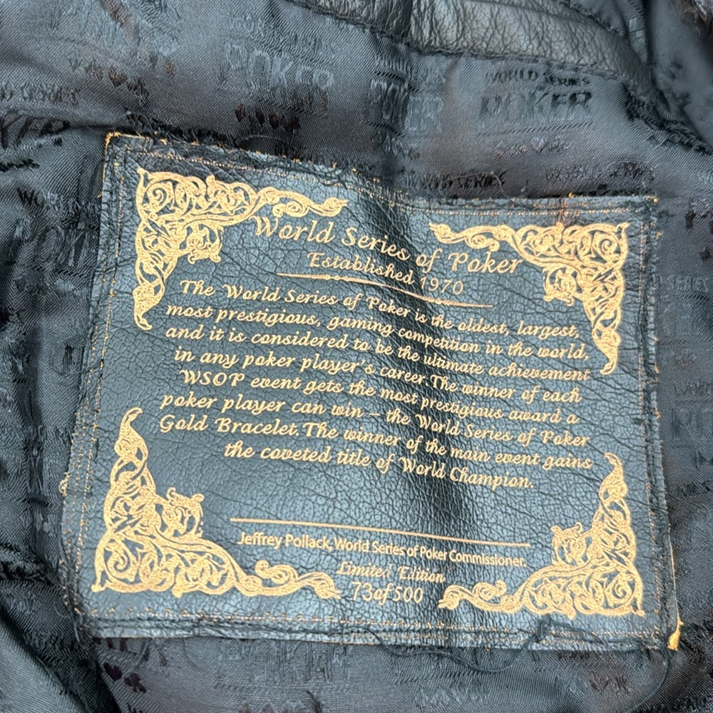 Leather World Series of poker jacket - Picture 8 of 12